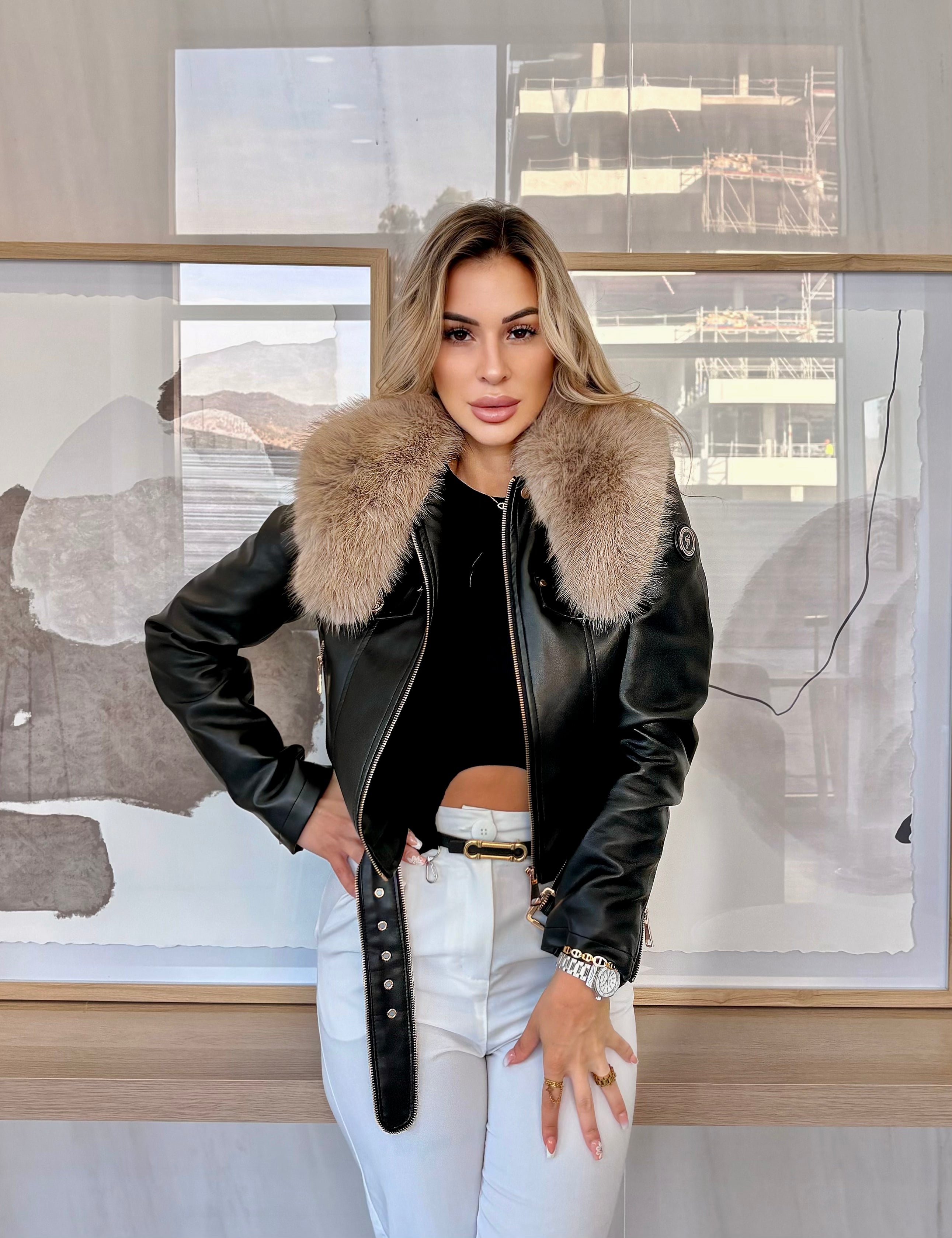 Cazadora biker - pelo removible